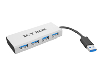 Bild von ICY BOX IB-AC6104 4-fach USB 3.0 Hub 4x USB3.0 Aluminium + 5 V Stromanschluss fuer optionales Netzteil