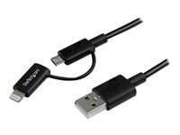 Bild von STARTECH.COM 1m Apple Lightning oder Micro USB auf USB Kabel - iPhone iPad iPod Lade- und Sync-Kabel - Schwarz