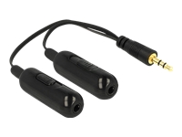 Bild von DELOCK Adapterkabel Audio Splitter Klinkenstecker 3,5 mm 3 Pin > 2 x Klinkenbuchse 3,5 mm 3 Pin + Lautstärkeregler 19 cm