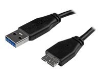 Bild von STARTECH.COM 2m schlankes SuperSpeed USB 3.0 A auf Micro B Kabel - St/St - USB 3.0 Anschlusskabel - Schwarz