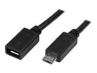 Bild von STARTECH.COM 0,5m Micro USB Verlängerungskabel - Stecker/Buchse - Micro USB Stecker zu Micro USB Buchse Kabel