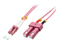 LINDY Fiber Optic Cable, OM4, LC-SC, 2m, pink , 50/125, Duplex, Multimode, LWL