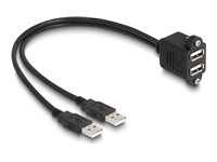 Bild von DELOCK USB 2.0 Kabel 2 x USB Typ-A Stecker zu 2 x USB Typ-A Buchse mit Schrauben zum Einbau 1m schwarz