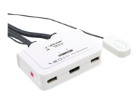 Bild von INLINE KVM Switch 2-fach HDMI  USB mit Audio und integrierten Kabelsaetzen 0,9m weiss