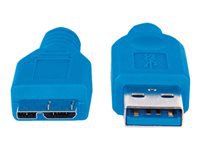 Bild von MANHATTAN USB 3.0 Anschlusskabel A-Stecker / Micro-B-Stecker 1,8 m blau in Polybag