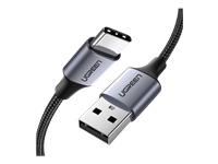 Bild von UGREEN US288 USB-A auf USB-C Ladekabel QC3.0 AFC FCP 3A 480 Mbps Nylonummantelung Knickschutz Alu-Stecker 1m schwarz