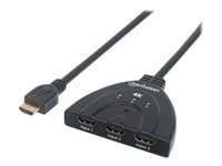 Bild von MANHATTAN 4K 3-Port HDMI-Switch 4K60Hz Stromversorgung ueber USB integriertes Kabel schwarz