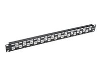 Bild von EATON TRIPPLITE 24-Port 1U Rack-Mount Cat6a/Cat6/Cat5e Offset Feed-Through Patch Panel with Cable Management Bar RJ45 Ethernet