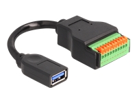 Bild von DELOCK USB 3.2 Gen 1 Kabel Typ-A Buchse zu Terminalblock Adapter mit Drucktaster 15 cm