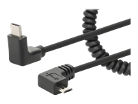 Bild von MANHATTAN Spiralkabel USB-C auf Micro-USB Ladekabel Stecker/Stecker 1 m verknotungsfrei Winkelstecker keine Datenübertragung schwarz