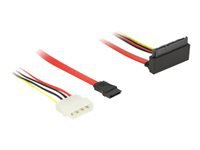 Bild von DELOCK Kabel SATA 6 Gb/s 7 Pin Buchse + Molex 4 Pin Strom Stecker > SATA 22 Pin Buchse oben gewinkelt Metall 30 cm