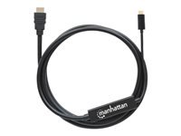 Bild von MANHATTAN USB Typ C auf HDMI-Adapterkabel 2m Konvertiert das Alternate-Mode-Signal in ein HDMI 4K-Ausgangssignal schwarz